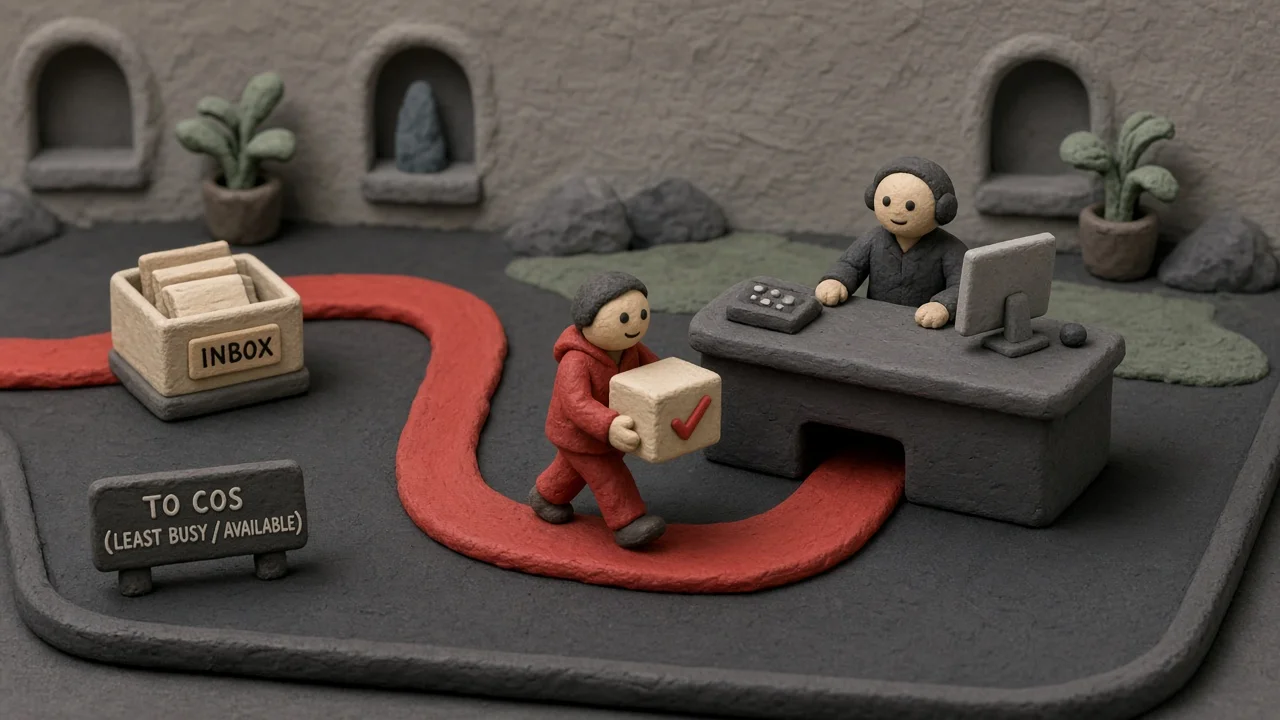 Clay specialist returning a checked result to the Chief of Staff who stays available